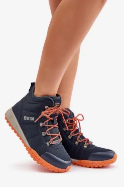 Discount Big Star Shoes Damskie Trapery Buty Sportowe Big Star KK274215 Memory Foam System Granatowe Niebieski