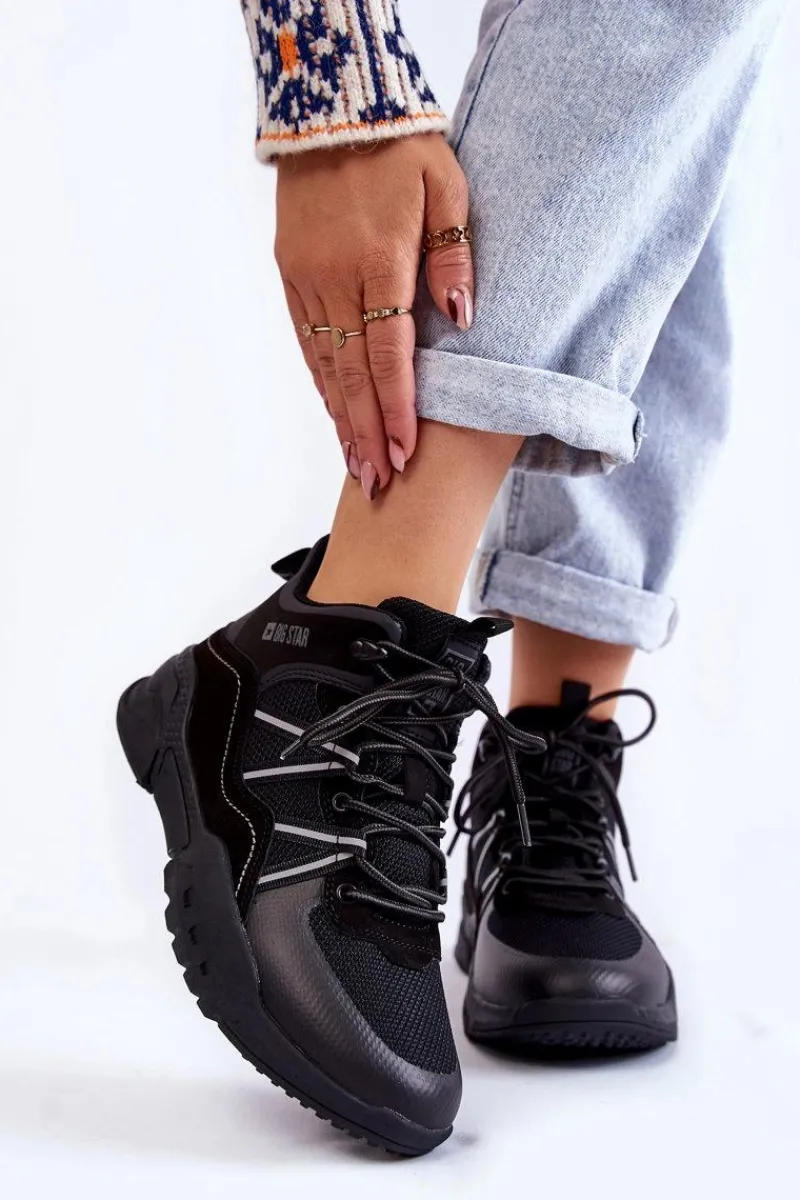 Online Damskie Trapery Memory Foam Big Star KK274218 Czarne Damskie Trekkingowe Damskie|Damskie Trapery