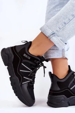 Online Damskie Trapery Memory Foam Big Star KK274218 Czarne Damskie Trekkingowe Damskie|Damskie Trapery