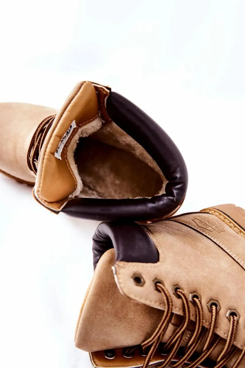 New Boto Damskie Trapery Ocieplane Beżowe Crush