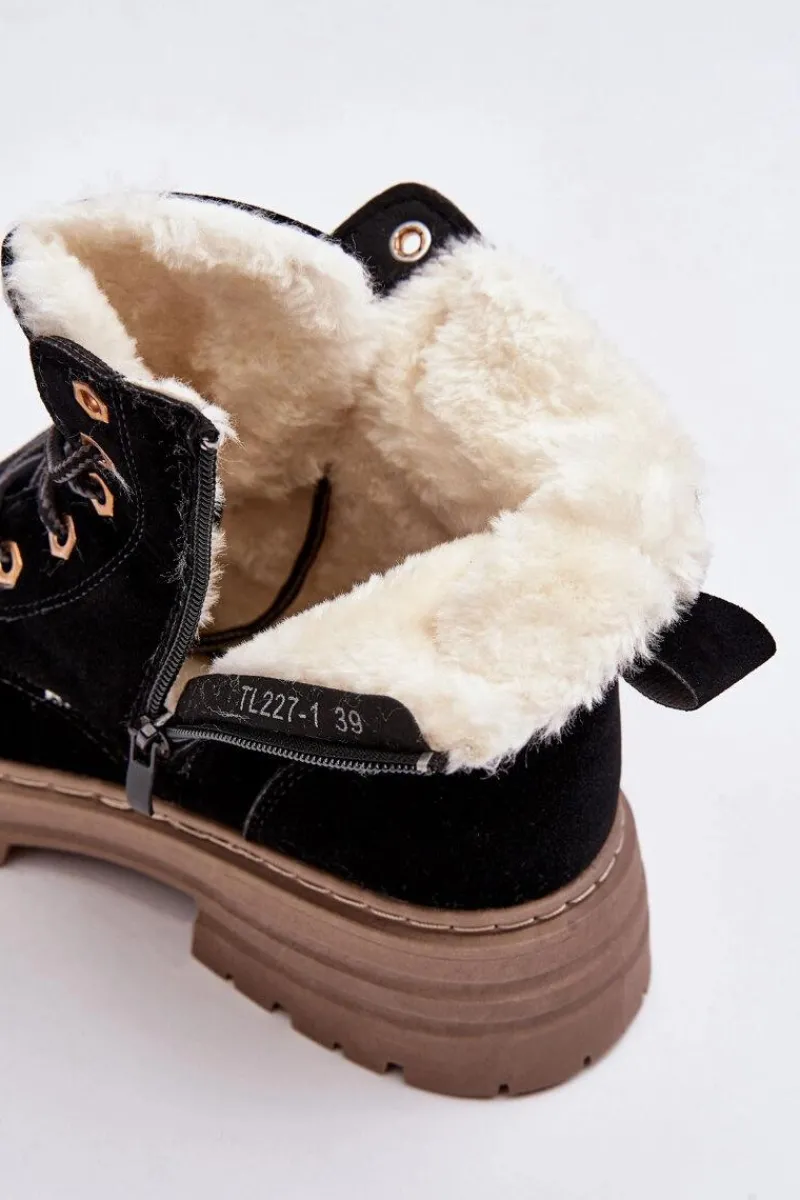 Discount Damskie Trapery Ocieplane Futerkiem Czarne Fenan Damskie Damskie Trapery|Botki Sznurowane