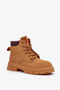 Sale Damskie Trapery Ocieplane Futerkiem Camel Fenan Damskie Damskie Trapery|Botki Sznurowane