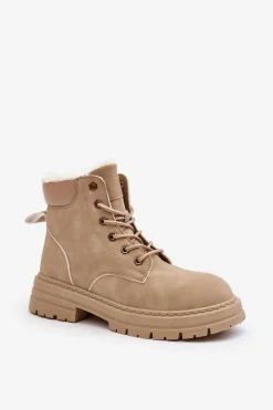 Sale Boto Damskie Trapery Ocieplane Futerkiem Beżowe Fenan