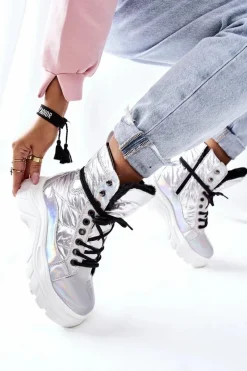 Damskie Trapery|Botki Sznurowane></noscript>Buty damskie Vinceza Damskie Trapery Srebrne Ismobe