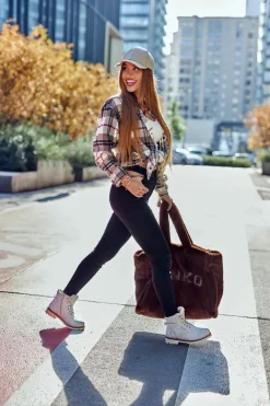 Online Damskie Trapery Timberki Z Ociepleniem Jasno Szare Tiempo Damskie Botki Ocieplane|Damskie Trapery