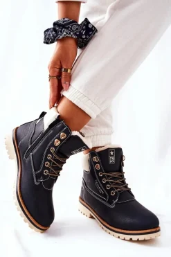 Outlet Damskie Trapery Timberki Z Ociepleniem Czarne Tiempo Damskie Botki Ocieplane|Damskie Trapery