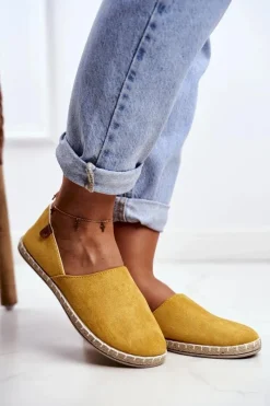 Boto Damskie Welurowe Espadryle Żółte Vulcano