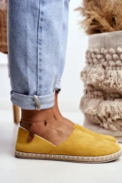Boto Damskie Welurowe Espadryle Żółte Vulcano