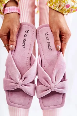 Outlet Boto Damskie Welurowe Klapki Jasnofioletowe Vanilla Sky