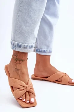 Best Boto Damskie Welurowe Klapki Pomarańczowe Vanilla Sky