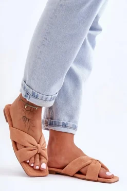 Best Boto Damskie Welurowe Klapki Pomarańczowe Vanilla Sky