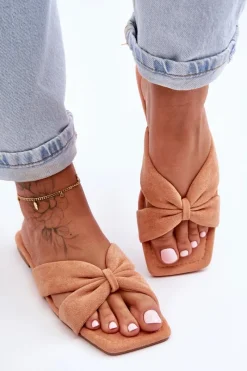 Best Boto Damskie Welurowe Klapki Pomarańczowe Vanilla Sky