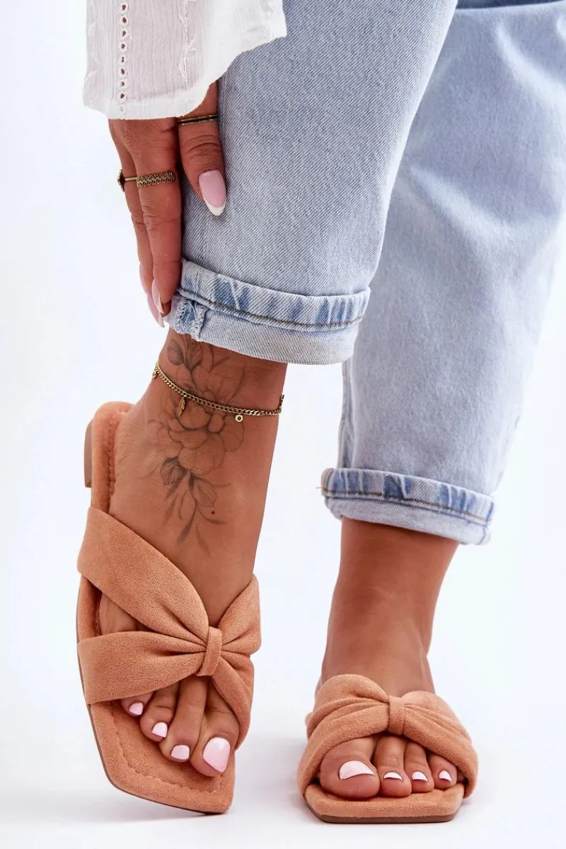 Best Boto Damskie Welurowe Klapki Pomarańczowe Vanilla Sky