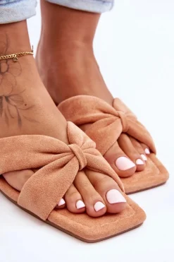 Best Boto Damskie Welurowe Klapki Pomarańczowe Vanilla Sky