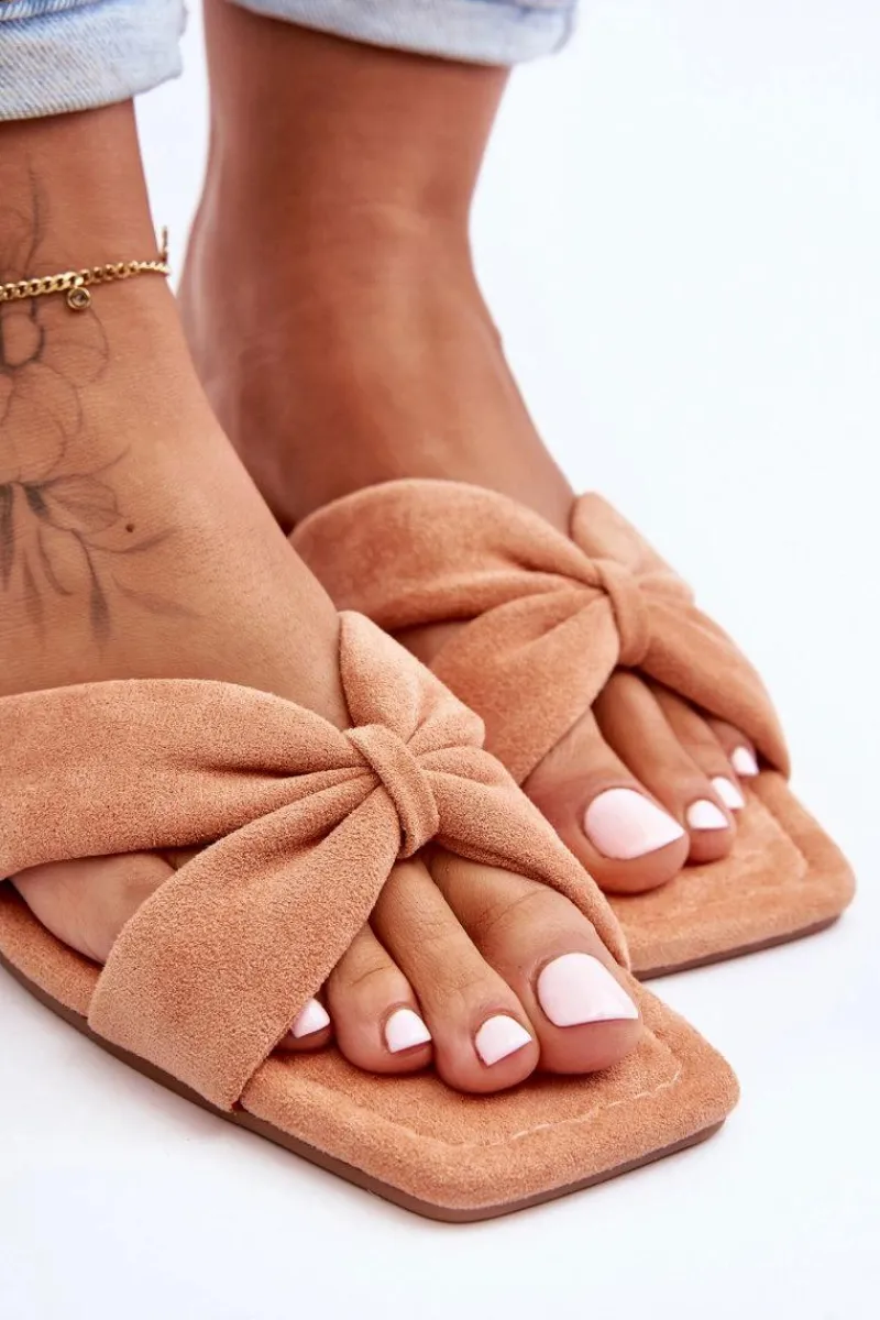 Best Boto Damskie Welurowe Klapki Pomarańczowe Vanilla Sky