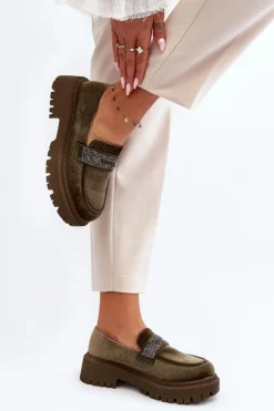 Mokasyny Na Platformie|Mokasyny Damskie Zamszowe></noscript>Boto Damskie Welurowe Mokasyny Z Ozdobą Ciemnozielone Wendreda