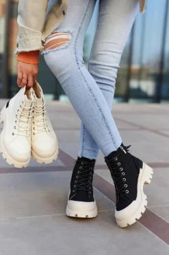 New Damskie Wiosenne Botki Trapery Czarne Larina Damskie Botki Wiosenne|Damskie Trapery