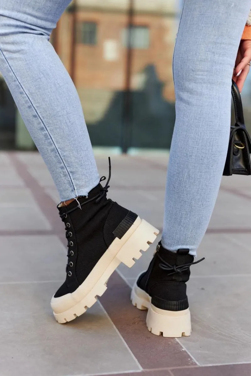 New Damskie Wiosenne Botki Trapery Czarne Larina Damskie Botki Wiosenne|Damskie Trapery