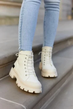 Online Damskie buty S.Barski Damskie Wiosenne Botki Trapery Jasnobeżowe Larina