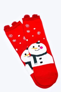 Discount Damskie Świąteczne Skarpetki Z Bałwanem Czerwone Skarpetki|Skarpetki
