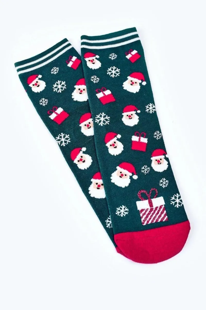 Sale Damskie Świąteczne Skarpetki W Mikołajki Zielone Skarpetki|Skarpetki