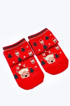 Outlet Damskie Świąteczne Skarpetki W Renifery Czerwone Skarpetki|Skarpetki