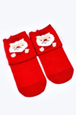 Outlet Damskie Świąteczne Skarpetki Z Mikołajem Czerwone Skarpetki|Skarpetki