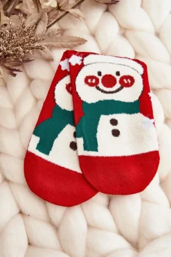 Outlet Damskie Świąteczne Skarpety Z Bałwanem Czerwone Skarpetki|Skarpetki