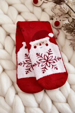 Clearance COSAS Damskie Świąteczne Skarpety Mikołaj Ze Śnieżynką Czerwone