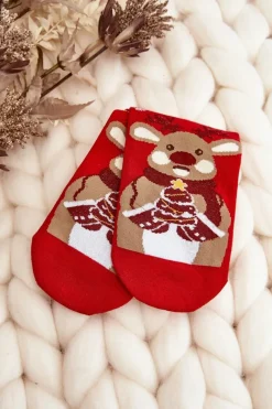 Discount Damskie Świąteczne Skarpety Z Reniferem Czerwone Skarpetki|Skarpetki