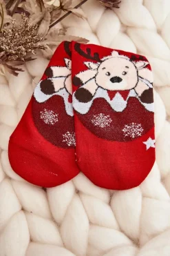 New Aura.via Damskie Świąteczne Skarpety Z Reniferem Czerwone Czerwony