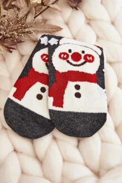 Discount Damskie Świąteczne Skarpety Z Bałwanem Szare Skarpetki|Skarpetki