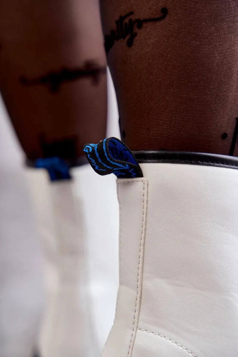 Botki Sznurowane|Botki Płaskie>Boto Damskie Wiązane Botki Glany Białe Callie