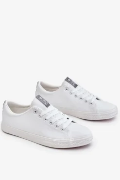 New Evento Damskie Wiązane Klasyczne Trampki Białe Eleya Biały