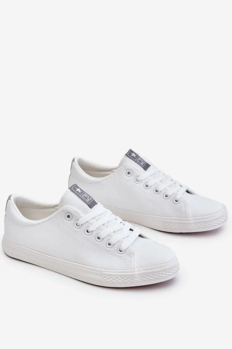 New Evento Damskie Wiązane Klasyczne Trampki Białe Eleya Biały