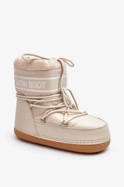 Damskie Wiązane Śniegowce Beżowe Soia Damskie Śniegowce Damskie