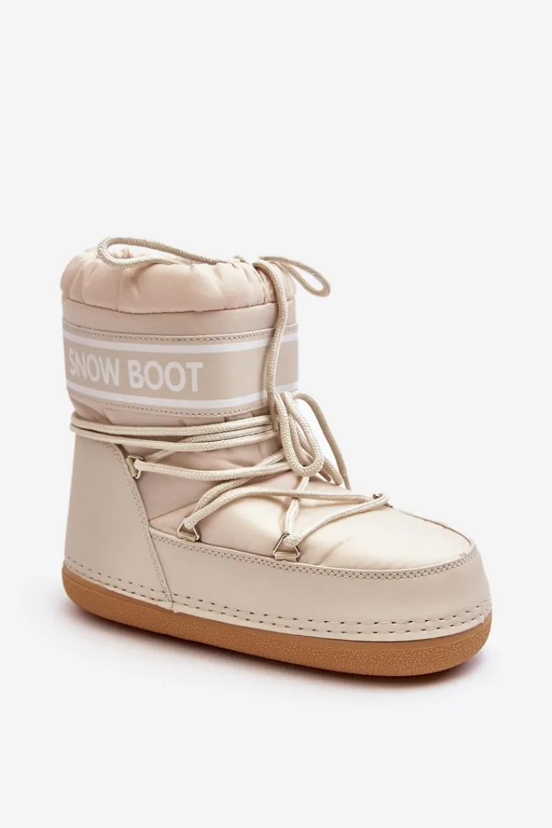 Damskie Wiązane Śniegowce Beżowe Soia Damskie Śniegowce Damskie