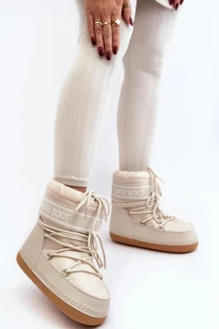 Damskie Wiązane Śniegowce Beżowe Soia Damskie Śniegowce Damskie