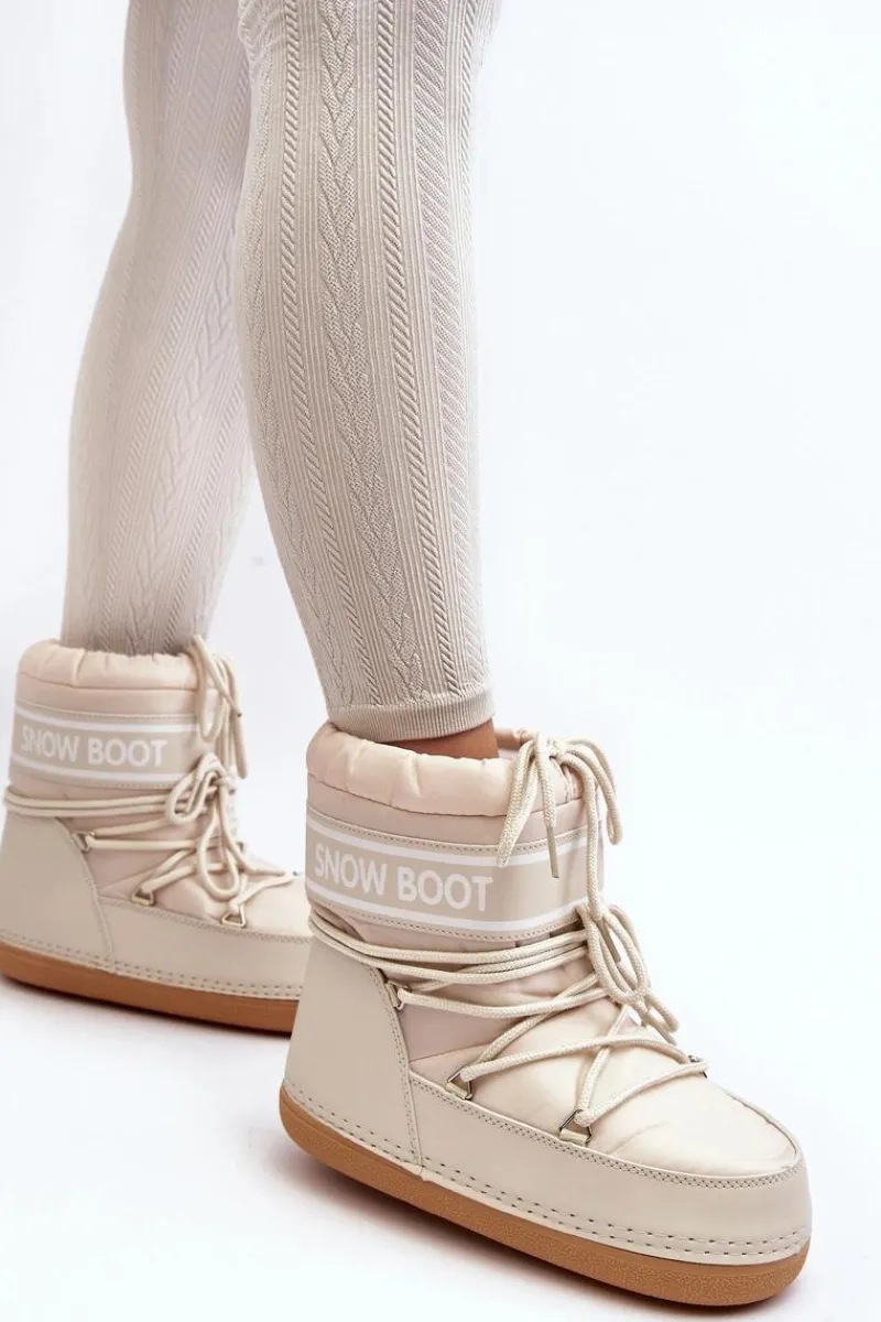 Damskie Wiązane Śniegowce Beżowe Soia Damskie Śniegowce Damskie