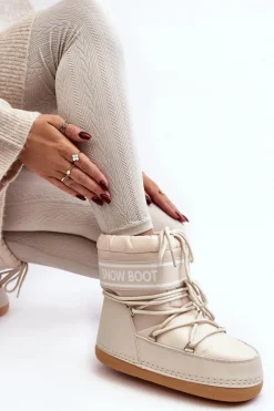 Damskie Wiązane Śniegowce Beżowe Soia Damskie Śniegowce Damskie