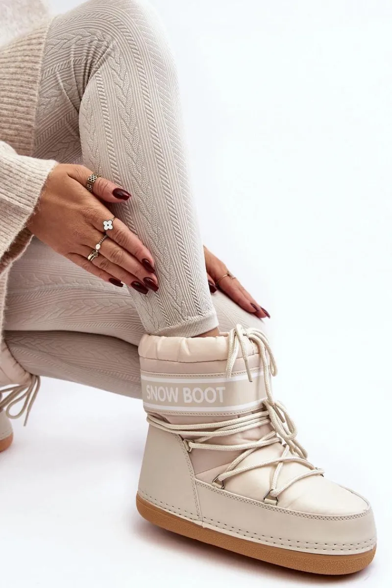 Damskie Wiązane Śniegowce Beżowe Soia Damskie Śniegowce Damskie