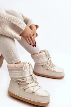 Damskie Wiązane Śniegowce Beżowe Soia Damskie Śniegowce Damskie