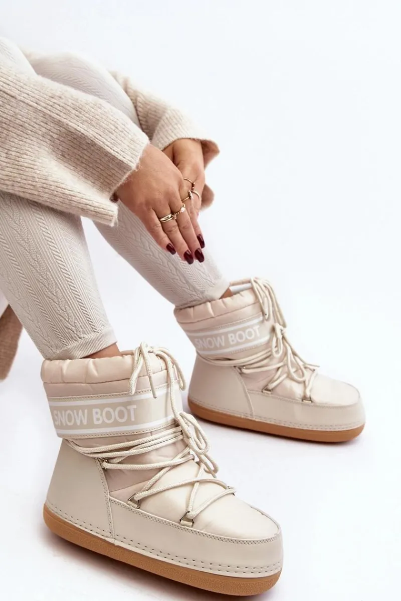 Damskie Wiązane Śniegowce Beżowe Soia Damskie Śniegowce Damskie