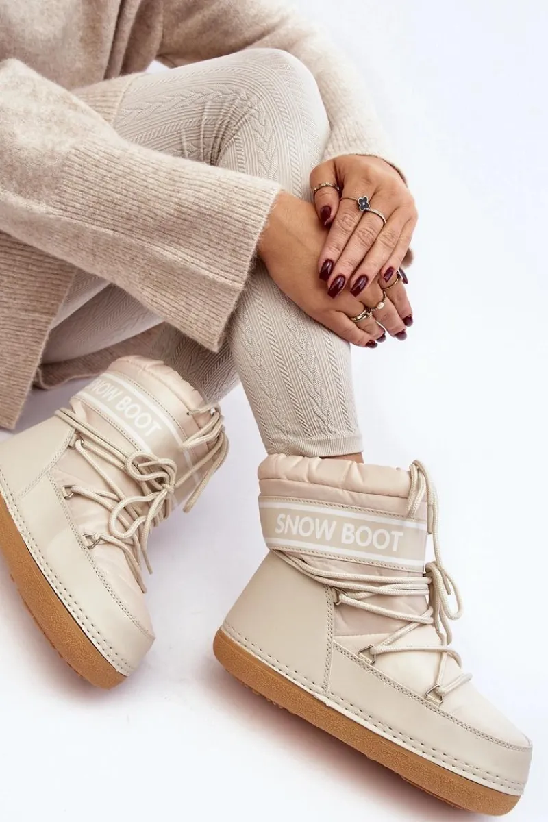 Damskie Wiązane Śniegowce Beżowe Soia Damskie Śniegowce Damskie