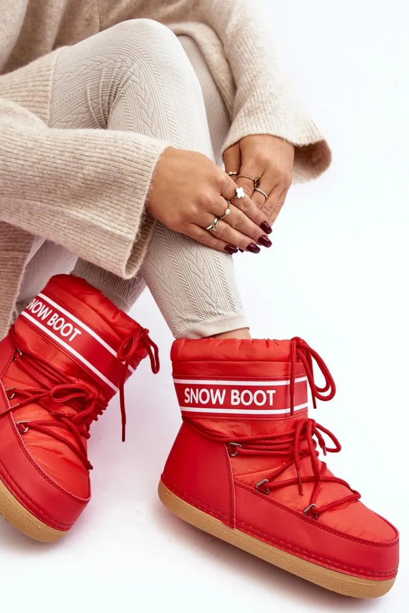 Śniegowce Damskie>Boto Damskie Wiązane Śniegowce Czerwone Soia Czerwony