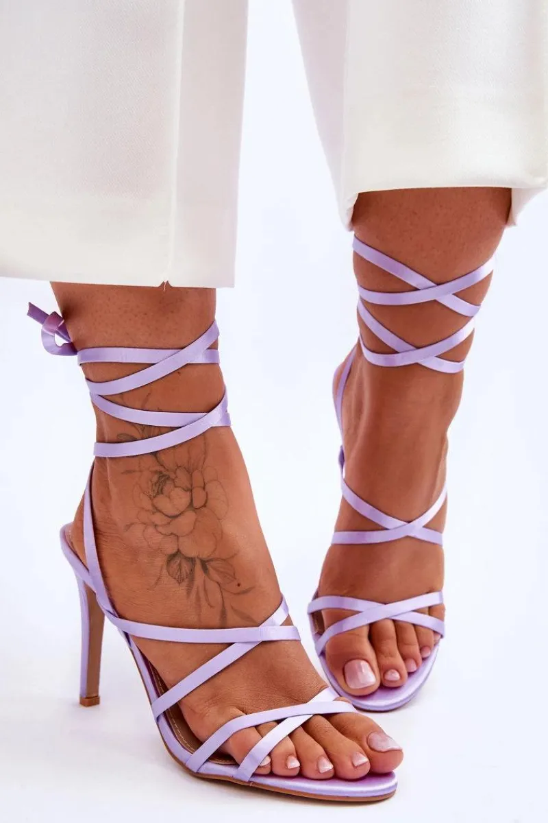 Discount Boto Damskie Wiązane Sandałki Na Szpilce Fioletowe Meya Fioletowy