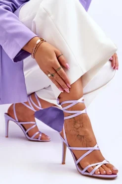 Discount Boto Damskie Wiązane Sandałki Na Szpilce Fioletowe Meya Fioletowy