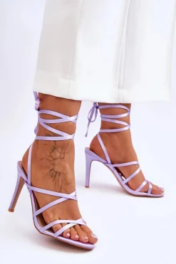 Discount Boto Damskie Wiązane Sandałki Na Szpilce Fioletowe Meya Fioletowy