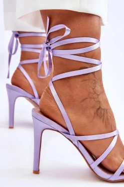Discount Boto Damskie Wiązane Sandałki Na Szpilce Fioletowe Meya Fioletowy