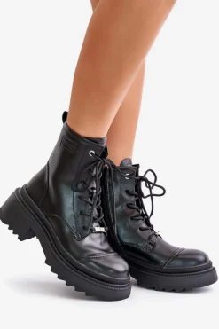 Botki Ocieplane|Czarne Botki></noscript>GOE Damskie Workery Botki Ocieplane Ze Skóry Naturalnej OO2N4115-W2 Czarne